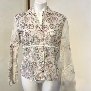 J. Jill size12 floral paisley embroidered button up